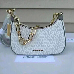 Michael Kors cora shoulder handbag Crossbody MD Conv pochette bag Bright White